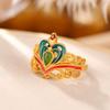 Anel Coroa de Temperamento com Veado Prata S925 Prata Esterlina Banhado a Ouro Cloisonné Jaspe Hetian Xiangyun Ruyi Anel Feminino