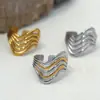 Anillo nicho alta gama acero inoxidable lujo ligero ins diseño líneas geométricas abierto ajustable venta al por mayor transfronteriza