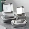Caja de Muestras de Acero Inoxidable 304 Caja de Muestras de Comida para Comedor de Jardín de Infancia Botella Platos Sub-caja con Tapa