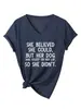 Ella creía que podía Amazon eBay Estación Independiente Moda Casual Cuello en V Manga Corta Camiseta para Mujer