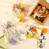 Pingente de Leque de Bambu do Festival do Meio Outono, Leque Tecido de Bambu para Pendurar na Porta, Sachê Interno com Sino, Decoração de Porta de Entrada, Ornamento Tradicional Chinês para Pendurar no Carro, Novo Estilo Chinês