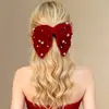 Pinza de Resorte de Lazo de Terciopelo de Gama Alta Pasador Francés de Diamante Pinza Elegante de Cabeza de Princesa Accesorios para el Cabello de Fiesta Venta al por Mayor