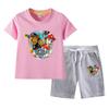 Traje de verano para niños del equipo Wang Wang 2023, nuevo conjunto informal de 2 piezas con camiseta fina de manga corta y pantalones de media longitud.