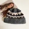 Chapéu de Pescador Tricotado Jacquard Fair Isle Retrô para Mulheres no Outono e Inverno Aqueceu e Quente Mostra o Rosto Pequeno Chapéu de Lã Chapéu Tricotado