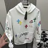 Sudadera con capucha bordada con letras cruzadas y grafiti, marca de lujo ligero de moda, unisex, estilo callejero, holgada, versátil, chaqueta de moda