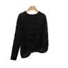 Nuevo Otoño e Invierno 2025 Suéter de Punto 100% Cachemira Cuello Redondo para Mujer Patrón Espiga Hueco Suelto Top de Punto de Cachemira