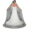 Velo de novia 2021 3 m de largo velo de cola velo de encaje con peine para el cabello Blanco/Blanco Roto