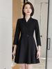 Vestido profissional feminino estilo chinês transfronteiriço, gola de manga comprida, ajuste fino, saia de trabalho para atendente de casa de chá de hotel