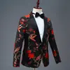 Nuevo Traje Negro Bordado de un Solo Botón para Hombre para Actuaciones en Escenario, Maestro de Ceremonias, Presentador, Atuendo de Performance, Corte Delgado