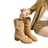 Pantalones de bota plisados para mujer, nueva colección otoño 2026, tacón grueso, botines que aumentan la altura, versátiles con faldas, botines estilo motero Martin