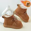 Botas de Nieve para Niñas 2025 Invierno Botas de Algodón con Forro Polar Grueso para Niños Invierno Versátil Antideslizante Niños Medianos y Grandes Cálidas Suela Suave Botas de Algodón