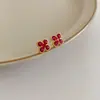 Pendientes de Flor de Hierba de la Suerte con Circonita de Aguja Plateada Nicho Versátiles Pendientes de Moda Retro Lujo Ligero Sensación de Alta Gama Pendientes Delicados