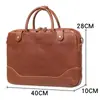 Bolso de Mano de Cuero Genuino para Hombre Más Vendido Transfronterizo Europeo y Americano Bolso de Negocios de Cuero Curtido Vegetal Bolso para Computadora de Gran Capacidad de Piel de Vaca