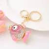 Chaveiro de Peixe Dourado Popular Transfronteiriço Estilo Chinês Koi da Sorte Animal Marinho Peixe Pequeno Presente de Metal Strass