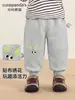 Calça Infantil Kaka Panda com Forro de Fleece Calça Esportiva Outono e Inverno para Meninos Roupas de Inverno para Bebês Calças Longas de Inverno para Meninas Tendência