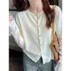 Novo cardigã de tricô cinza para mulheres, peça de outer wear de outono com design estiloso, suéter fino de manga longa para o início do outono