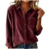 Otoño Invierno 2026 Nueva Camisa Casual Holgada Gruesa de Pana con Cuello a Rayas de Manga Larga para Mujer Ropa Exterior para Mujer