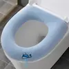 Funda de asiento de inodoro de felpa engrosada de invierno con asa, alfombrilla de inodoro tejida universal cálida para el hogar