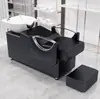 Cama de Lavar Cabelo Transfronteiriça, Lavatório de Cerâmica para Salão de Cabeleireiro, Cama de Shampoo Semi-Reclinável, Cama de Lavar Cabelo Tudo-em-Um para Salão de Cabeleireiro