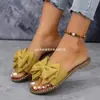 Sandalias de lazo transfronterizas europeas y americanas con pedrería, nuevas sandalias de tela de color liso sin cordones para mujer, venta al por mayor en tallas grandes