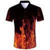 Camisa para Hombre de Impresión 3D Digital Color Sólido Simple Botones Solapa Manga Corta Ropa de Comercio Exterior Transfronteriza Europea y Americana