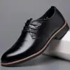 Zapatos de piel para hombre marca Dragonfly, calzado formal de negocios, estilo coreano, piel brillante, punta fina, primavera/verano, estilo británico, slip-on transpirables, zapatos de boda