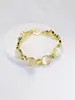Pulsera para Mujer de Ópalo Oval Incrustado Joyería Coreana Chapada en Oro con Piedras Preciosas de Colores al por Mayor para Mujer