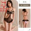Lencería Sexy de Tres Piezas Tallas Grandes para Mujer Atractivo Conjunto de una Pieza No Extraíble con Lazo Calado, Atractivo Uniforme para Club Nocturno 2101