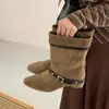 Botas de plataforma de moda estilo coreano para mujer, colección otoño/invierno 2026, botines versátiles, botas de ajuste ceñido, botas de moda hasta la mitad de la pantorrilla para mujer