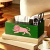 Portarrollos de Papel Higiénico de Escritorio de Dibujos Animados Dopamina para Sala de Estar en Casa, Caja de Pañuelos de Cuero de Alta Gama con Almacenamiento Multifuncional para Control Remoto