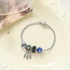 2025 Nuevo Azul Oscuro Ojo de Gato Grande Brillo Glaseado Estrella Atrapasueños Borla Colgante Pulsera de Perlas