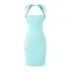 Vestido Sexy Fruncido con Cuello Halter de Deseo Puro Estilo Francés para Mujer, Diseño Único, Ceñido a la Cintura, Adelgazante, Bodycon Corto