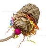 Juguete para pájaros flor de hierba natural loro morder molar aliviando peluche cesta de paja alimentación y forrajeo juguete educativo