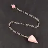 Colar Pingente de Coluna Hexagonal, Pêndulo Cônico, Pedra Preciosa de Cristal Natural, Ametista, Pedra Olho de Tigre, Pingente Pêndulo de Dia dos Namorados