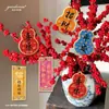 Etiquetas de Calabaza de Año Nuevo, Decoraciones Festivas para el Festival de Primavera, Tarjetas Colgantes con Orquídeas Phalaenopsis y Flores de Pascua, Plantas en Maceta, Etiquetas de Regalo con Bendiciones