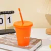 Taza de Plástico PP de una Sola Capa, Color Sólido, Gran Capacidad de 16 oz, con Popote, Taza de Agua de Moda Transfronteriza, Personalizable con Logo