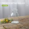 Minijarrón de cristal con relieve vintage de estilo francés, transparente, hidropónico, para escritorio, decoración.