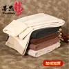 Pantalones Térmicos de Color Sólido para Hombre Huajielong Felpa Plus Cuadros Textura Transpirable Leggings de Cinturón Modernos Talla Grande Pantalones Térmicos