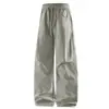 Calça cargo plissada curva estilo americano para homens, novo modelo de primavera e outono, calça longa casual reta solta de perna larga da moda para homens