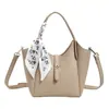 Bolsa Tote Simples, Estilo Retrô Francês, Cor Sólida, Lenço de Seda da Moda, Bolsa de Mão Versátil, Grande Capacidade, Bolsa Transversal para Viagem e Dia a Dia