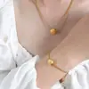 Nova Caixa de Colar com Contas Redondas Estilo Chinês Retrô Corrente de Elos Puxador Moda Criativa Pulseira de Aço Inoxidável Brincos Joias Versátil