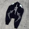 Desejo Exportação Marca da Moda Estilo Hip-Hop Streetwear Americano Suéter Quente Outono e Inverno Novo Jacquard Personalizado Gótico