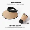 Sombrero de Sol de Vinilo de Ala Ancha para Mujer, Verano, Anti-UV, Parte Superior Abierta, Sombrero de Paja para Ciclismo y Playa, Parasol, Sombrero de Sol