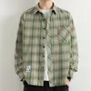 Nova Camisa Masculina Xadrez de Manga Longa Transfronteiriça 2026, Moda Tendência com Design Único de Etiqueta Colorida, Camisa Casual Estilosa