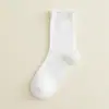 Meias Brancas Femininas Largas para Primavera e Outono, Meias Sem Costura para Maternidade com Renda, Meias de Cano Médio Combinadas com Sapatos Pequenos de Couro, Estilo Fino de Verão