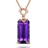Nuevo y elegante colgante rectangular de amatista de lujo con diamantes morados y incrustaciones de circonitas.