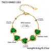 Acero Inoxidable Corazón Cortado Borde de Pan Piedra de Vidrio Bola de Acero Conjunto de Collar Pulsera Aretes Chapado en Oro Real de 18K Que No Se Desvanece