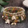 Conjunto de 4 Peças de Pulseiras de Verão Venda Quente Transfronteiriça Pulseiras Boêmias de Múltiplas Camadas com Pingentes de Folha Joias da Moda na Europa e América