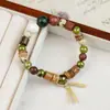 Pulsera de Cerámica de Jingdezhen, Regalo de Estilo Chino Tradicional, Tejida a Mano, Fresca y Versátil para Niñas, Nueva Pulsera de Hilo de Cerámica Estilo Chino