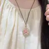 Novo Colar de Lótus Rosa Estilo Chinês para Mulheres, Pingente de Lótus em Filigrana Embossada Corrente para Suéter, Presente de Dia dos Namorados